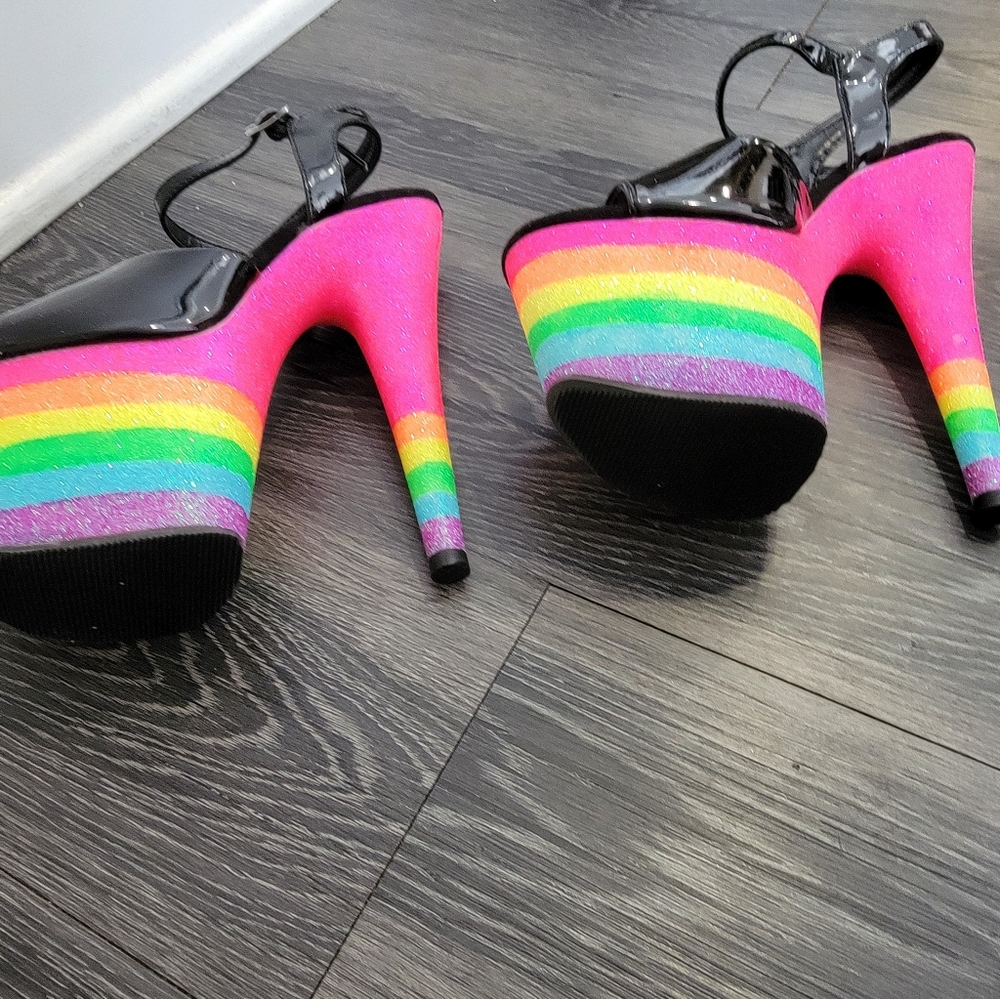 Pleaser Rainbow Platform Heels - image 6